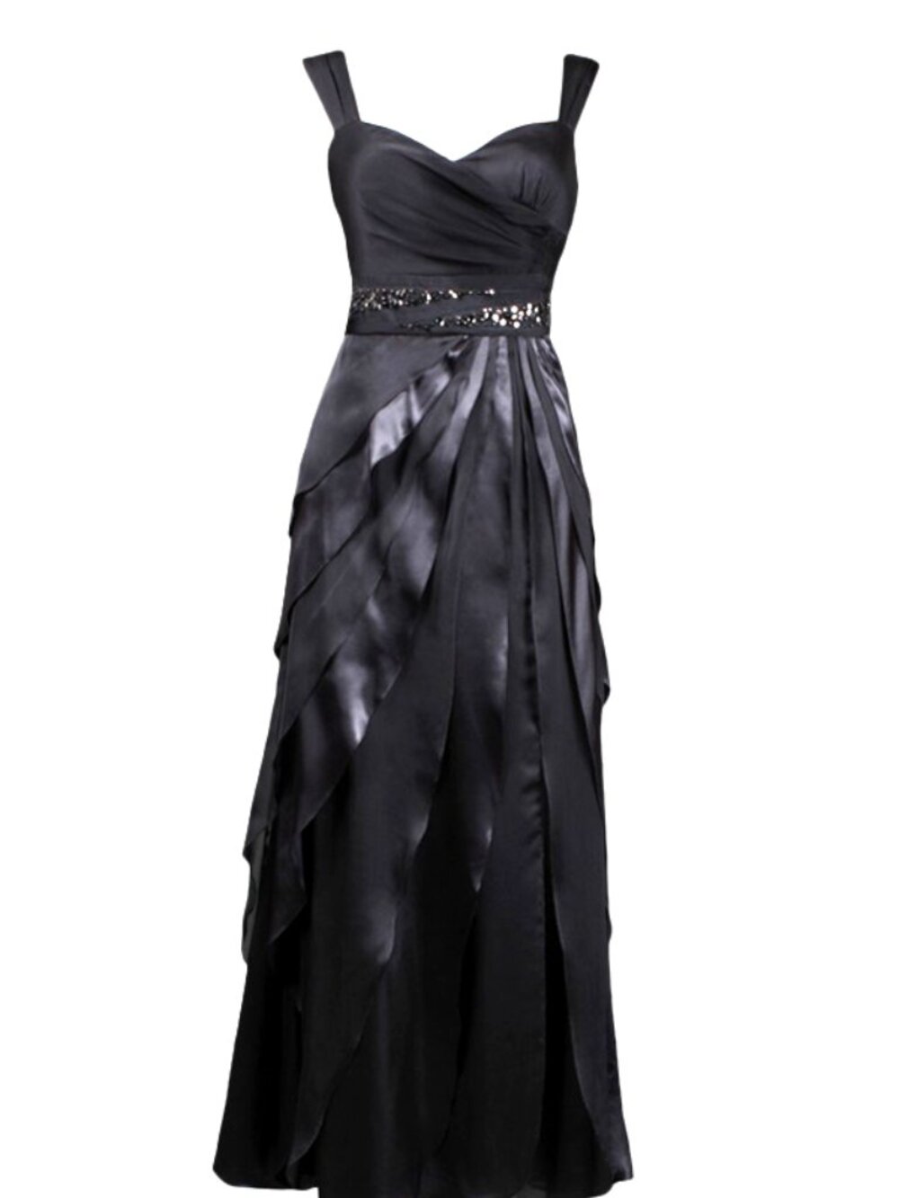 Adrianna Papell Beaded Chiffon & Satin Flutter Skirt Maxi Dress